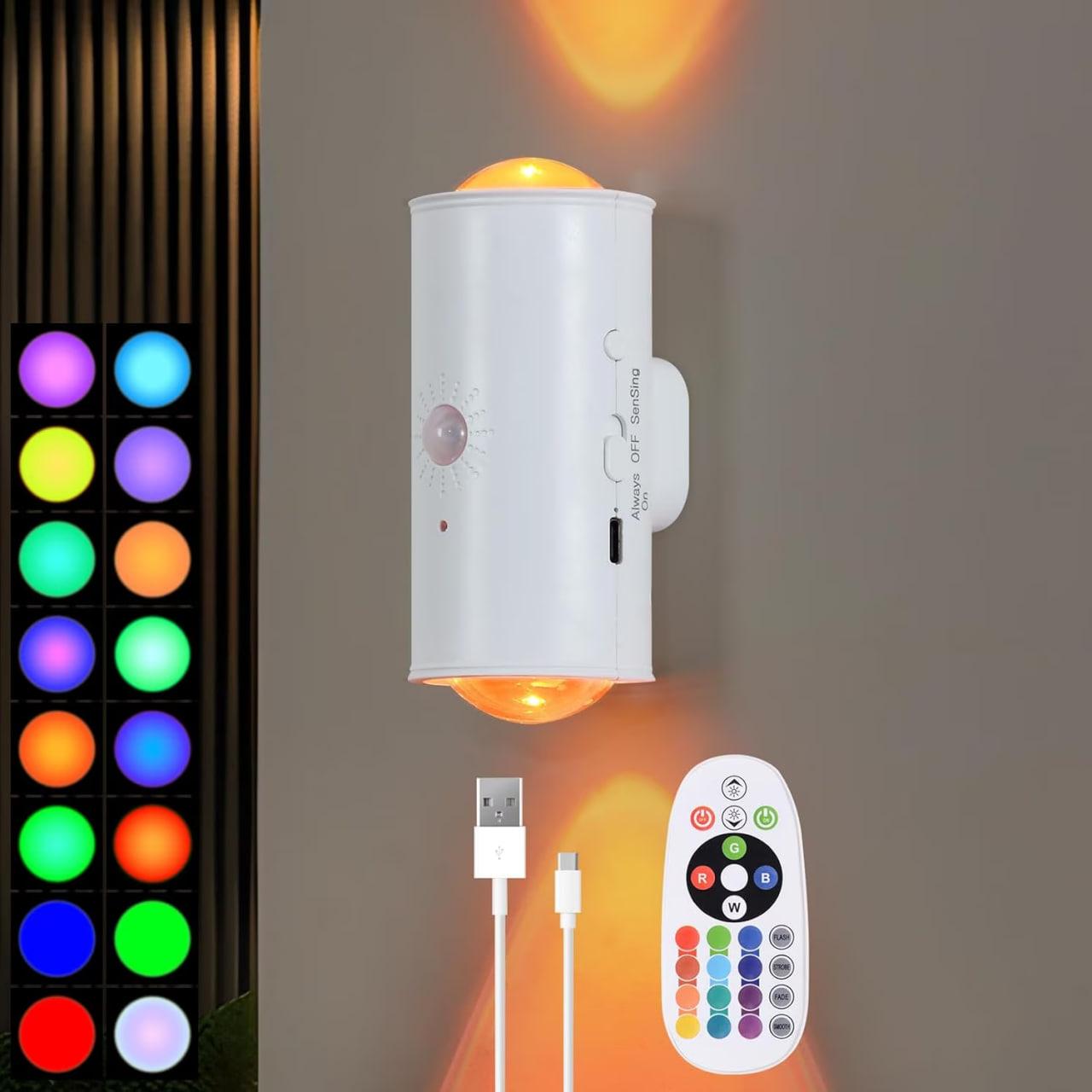 Настінна LED-лампа NS-01 Світлодіодний світильник NS-01 RGB з датчиком руху та пультом керування