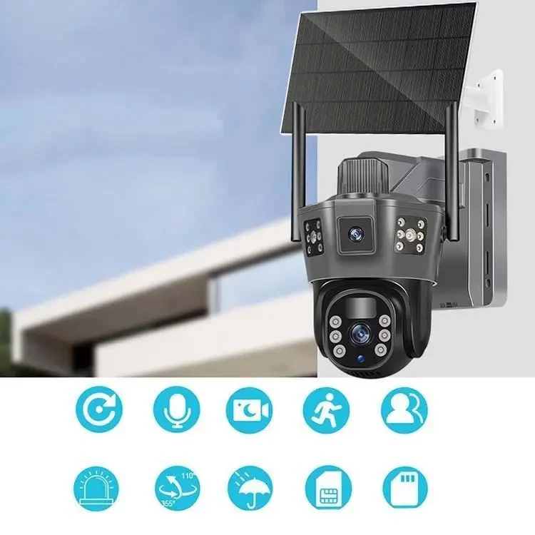 360° Вулична IP-камера TP18 4G Solar PTZ з автономним живленням і SIM-карткою, 6 МП, чорна