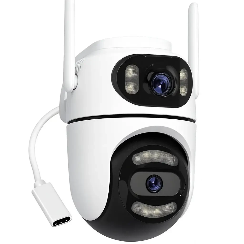 Вулична Wi-Fi камера на 2 об’єктиви, 8MP (від Type-C) Q2/Поворотна камера відеоспостереження/WiFi камера спостереження