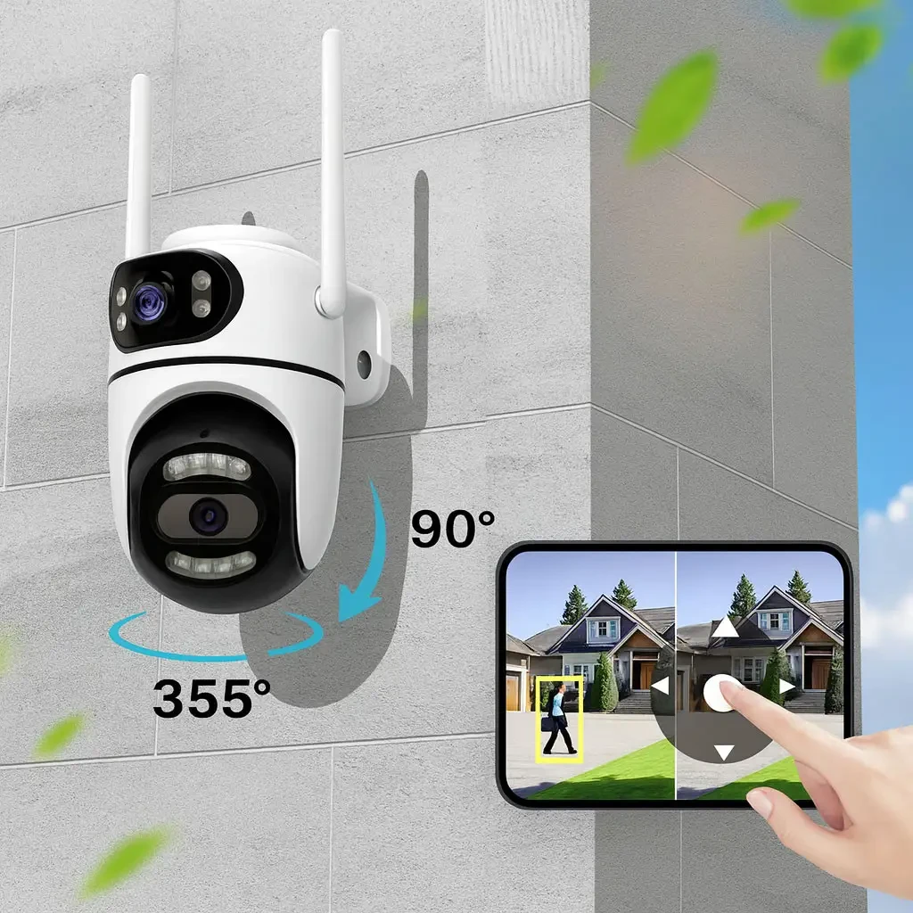 Вулична Wi-Fi камера на 2 об’єктиви, 8MP (від Type-C) Q2/Поворотна камера відеоспостереження/WiFi камера спостереження