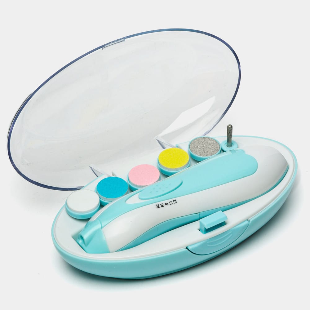 Дитячий тример для нігтів + 6 насадок NAIL TRIMMER XL-667, Блакитний/Акумуляторна