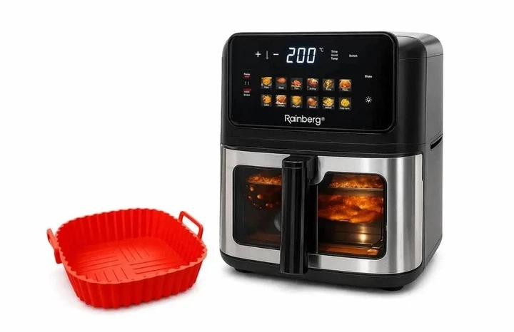 Аерогриль Rainberg RB 2342 4800W аерофрітюрниця безмасляна для приготування без олії з 2 Тенами 12,5 л та сенсорним керуванням