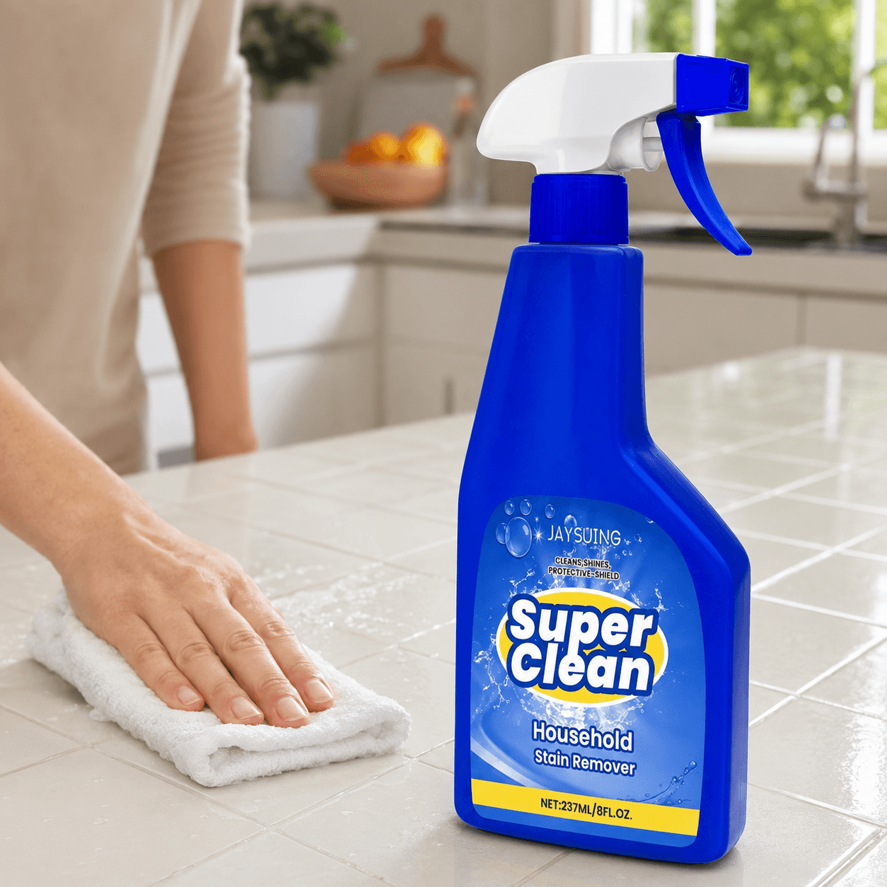 Універсальний мийний засіб для плитки та кахлю 237 мл, Jaysuing Super Clean, Синій/ Спрей очисник швів, підлог, ванної