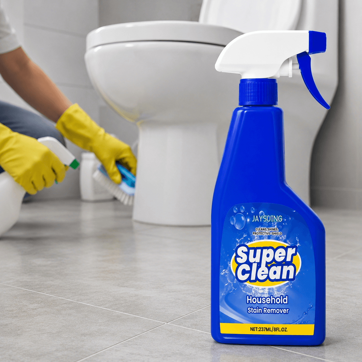 Універсальний мийний засіб для плитки та кахлю 237 мл, Jaysuing Super Clean, Синій/ Спрей очисник швів, підлог, ванної