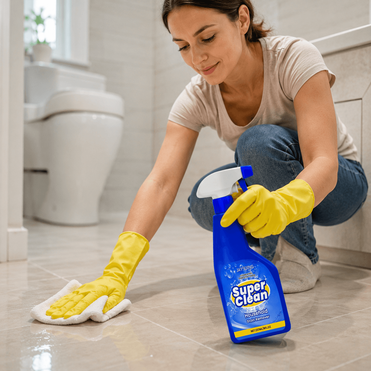 Універсальний мийний засіб для плитки та кахлю 237 мл, Jaysuing Super Clean, Синій/ Спрей очисник швів, підлог, ванної
