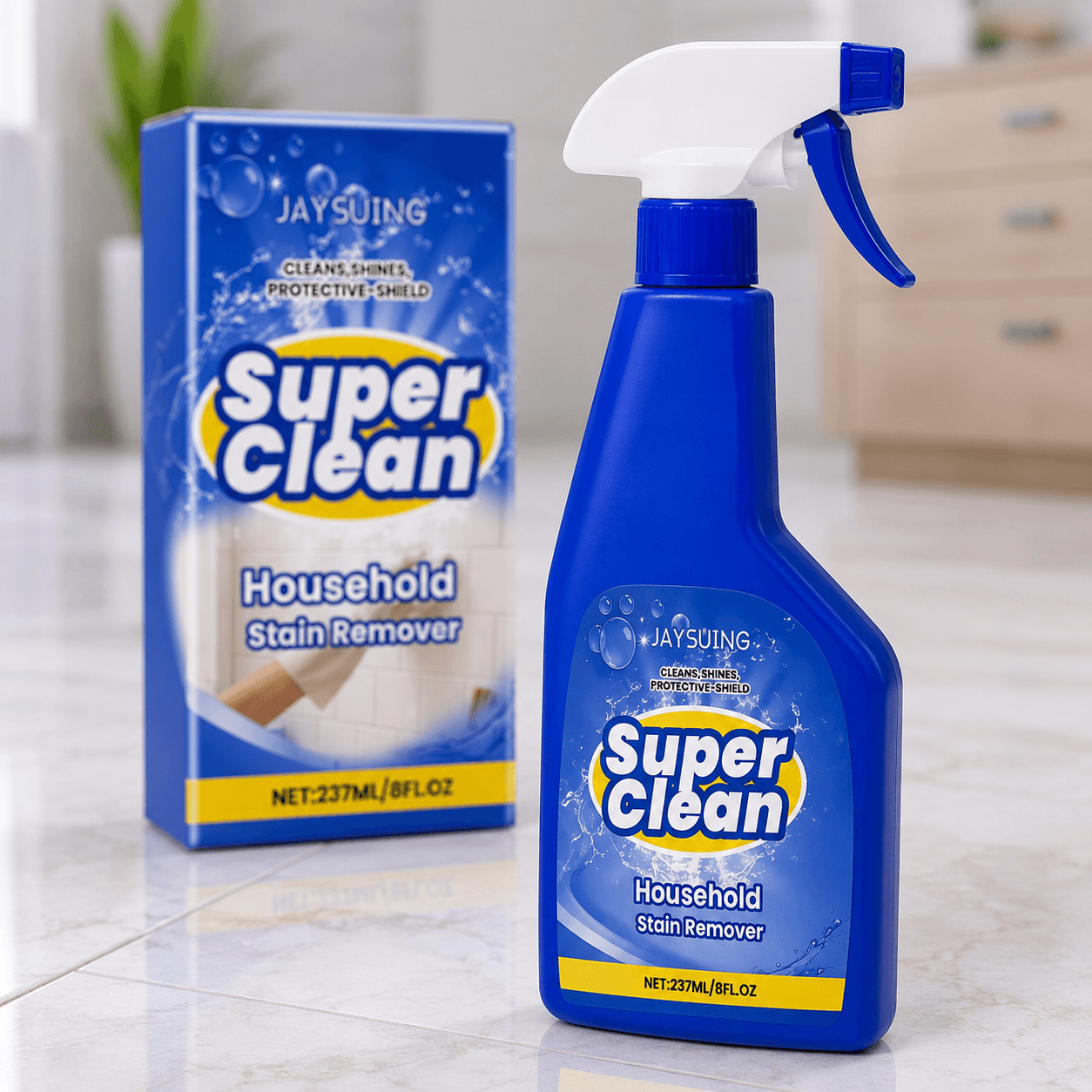Універсальний мийний засіб для плитки та кахлю 237 мл, Jaysuing Super Clean, Синій/ Спрей очисник швів, підлог, ванної