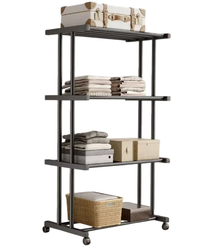 Етажерка металева RIAS Clothes Drying Rack 8041 на колесах, 4 яруси, 155×80×40 см, чорна