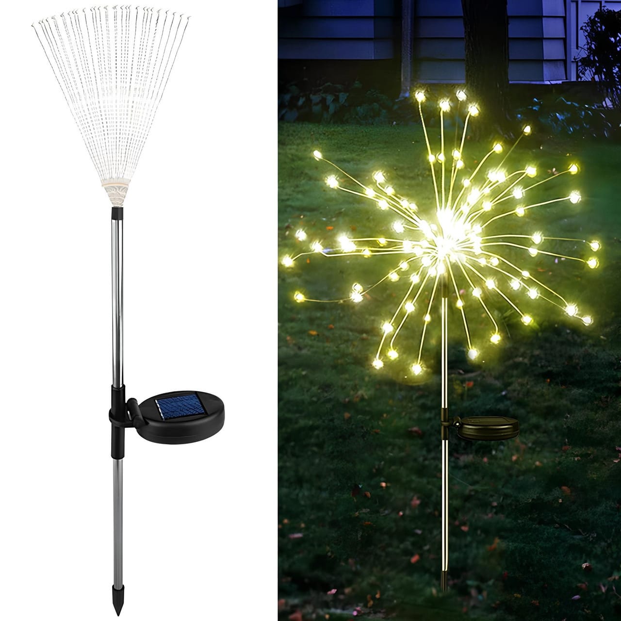Садовий ліхтар на сонячній батареї Кульбаби (1 шт.) 90 LED, Теплий білий/Лед світильник для саду на ніжці
