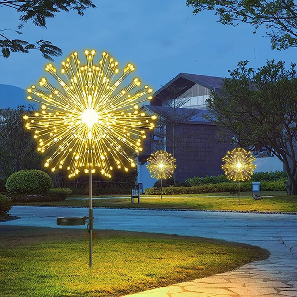 Садовий ліхтар на сонячній батареї Кульбаби (1 шт.) 90 LED, Теплий білий/Лед світильник для саду на ніжці