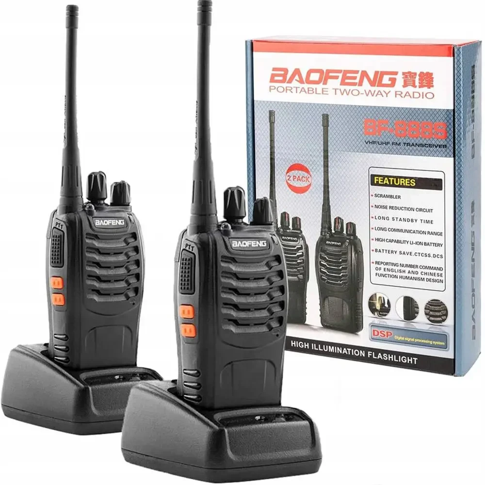 Комплект з двох рацій Baofeng BF-888S на 16 каналів до 5 км, радіостанція на 2 дводіапазонні рації на 1500 мАг з вбудованим FM
