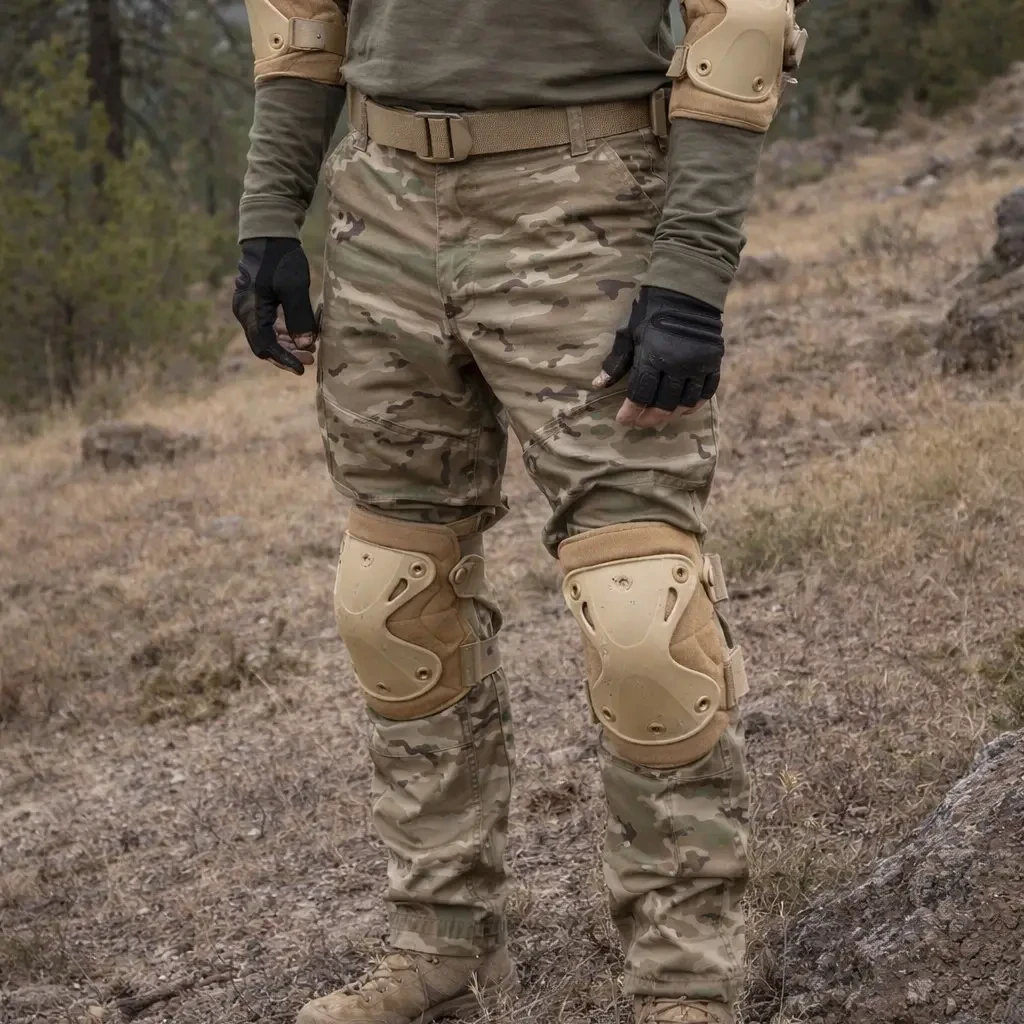 Набір тактичного захисту налокітники та наколінники Eagle KN-04, Пісок/комплект регульованого захисту для рук