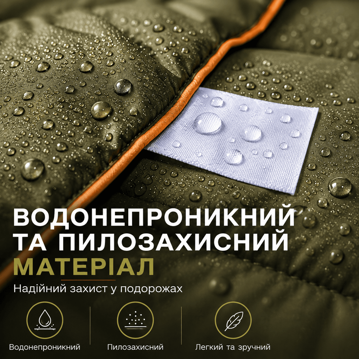 Водонепроникна пухова ковдра 200×140 см для туризму та походів