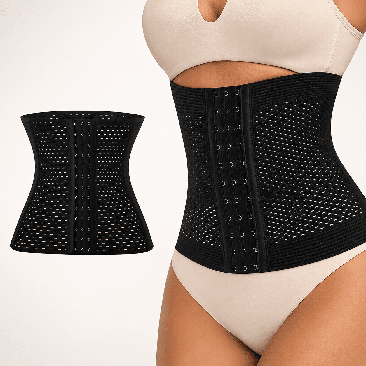 Моделювальний корсет WAIST BAND 3XL чорний для живота та талії, регульований на гачках