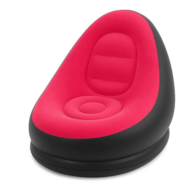 Надувне крісло з пуфиком 2в1 (116х98х83 см, до 100 кг) Air Sofa + насос, Чорний / Надувний велюровий диван із пуфом