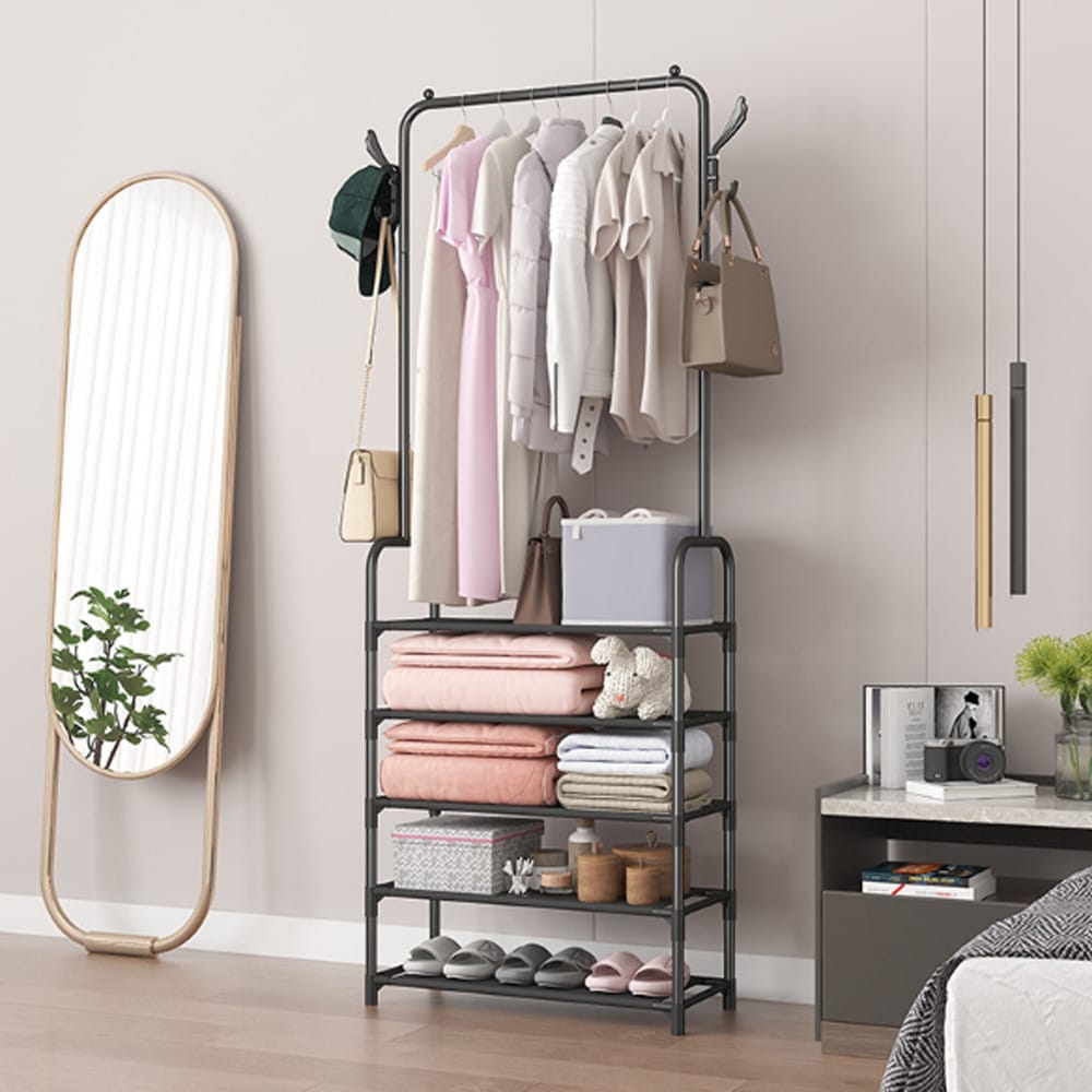 Підлогова вішалка для одягу 178х60х26 см, Clothes Rack Up, Чорний/стойка-вішка в передпокій/стійка для одягу