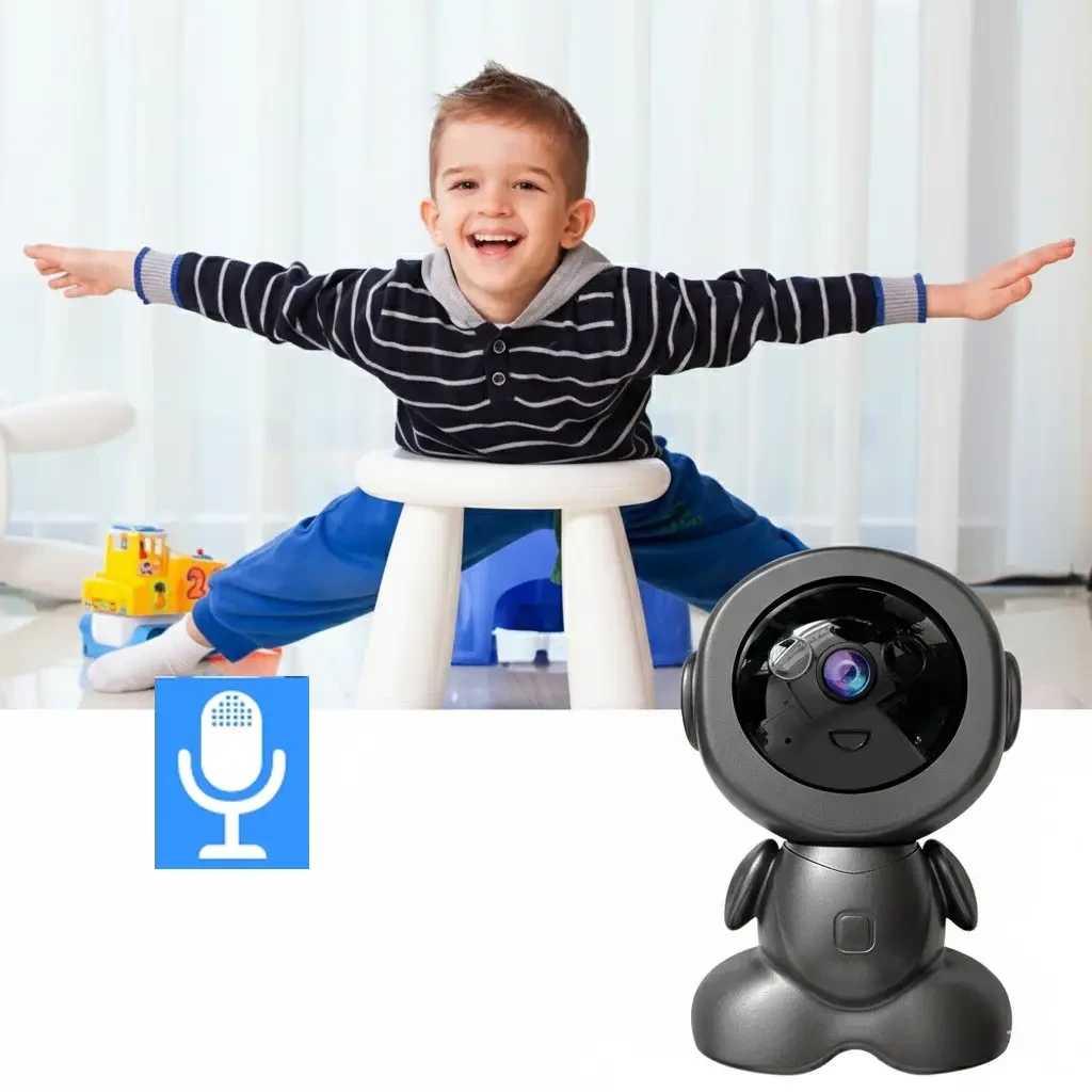 Поворотна відеокамера від USB 360° Q1, Чорна / Цифрова відеоняня з мікрофоном / Дротова камера спостереження для дітей та тварин