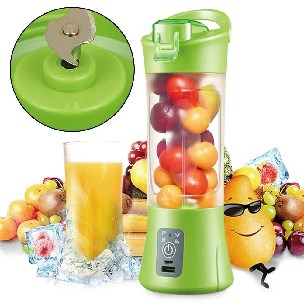 Акумуляторний мініблендер на 400 мл Juicer NG-01, 2000 мА·год, USB, Зелений/Блендер-шейкер з PowerBank