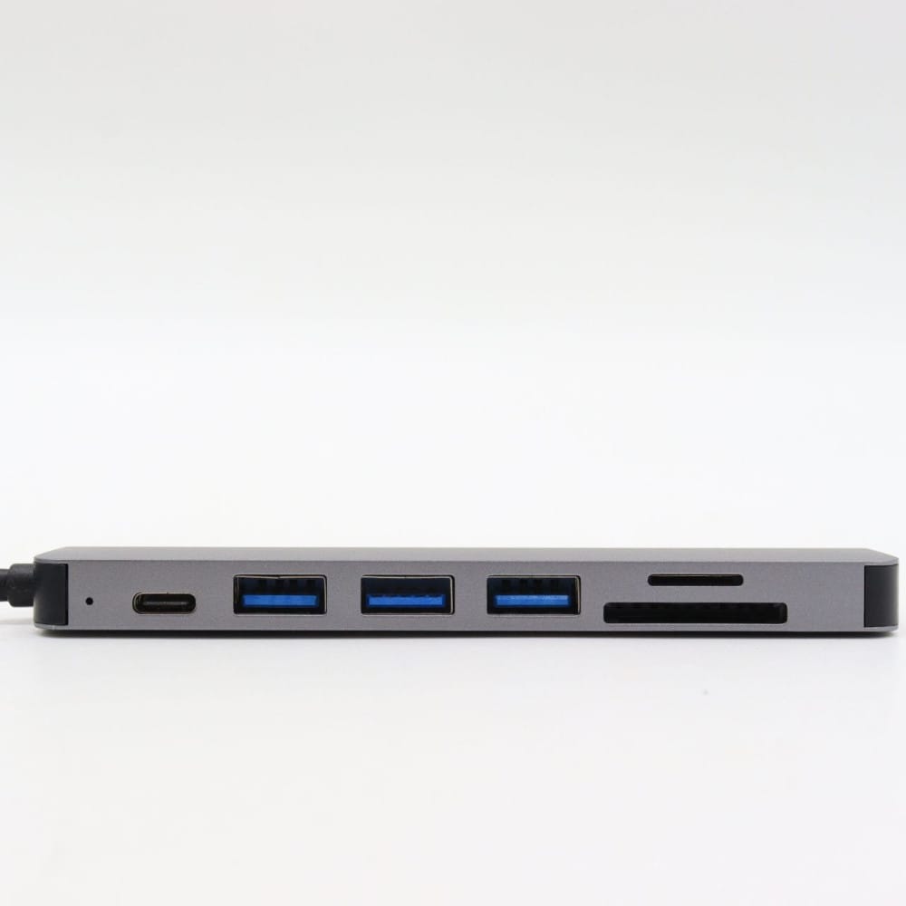 USB-хаб 7в1, Type-C to HDMI + SD + TF + 3xUSB + PD, Сірий / USB розгалужувач для ноутбука / ЮСБ хаб
