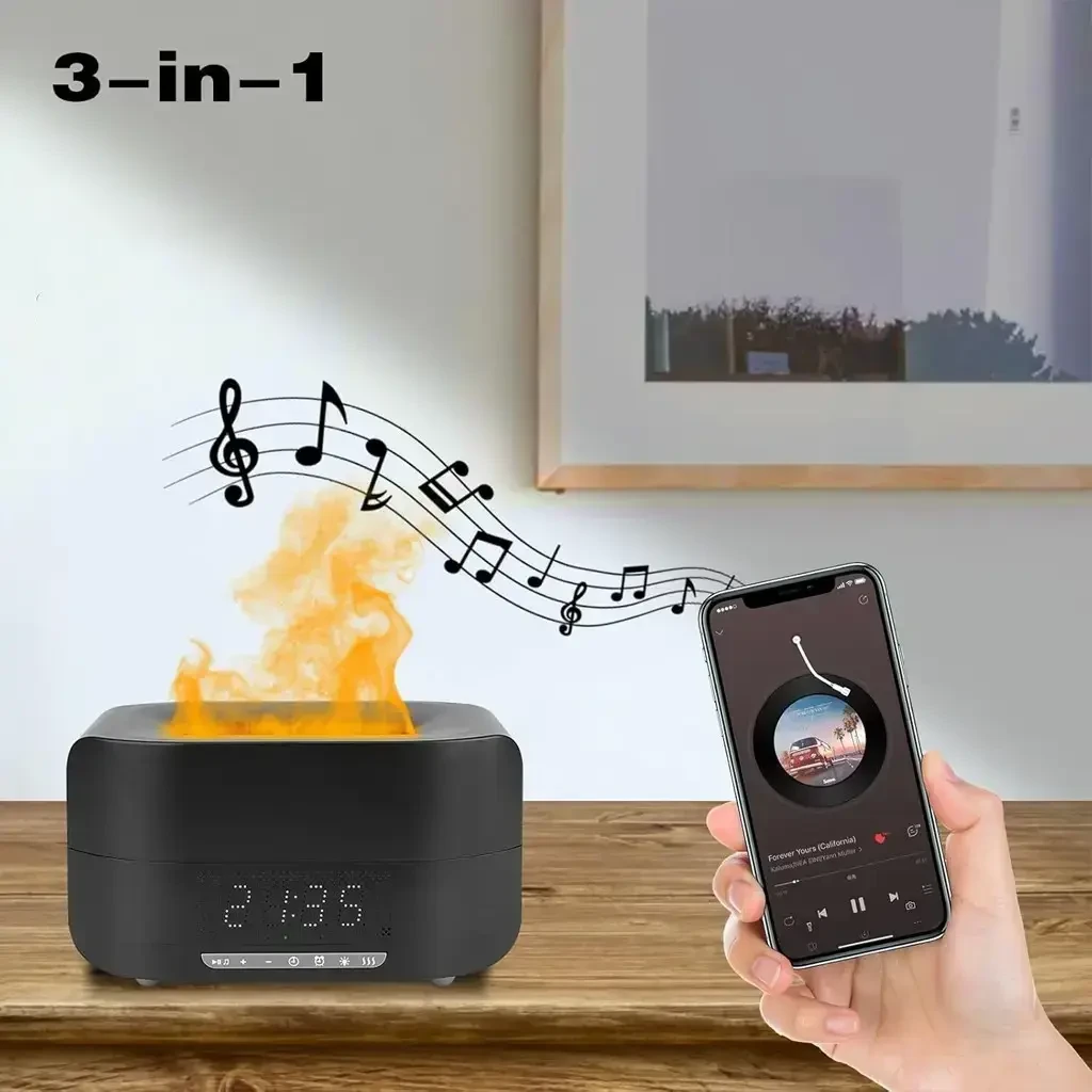 Зволожувач повітря нічник з ефектом полум’я Bluetooth колонка