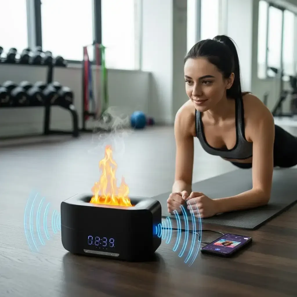 Зволожувач повітря нічник з ефектом полум’я Bluetooth колонка